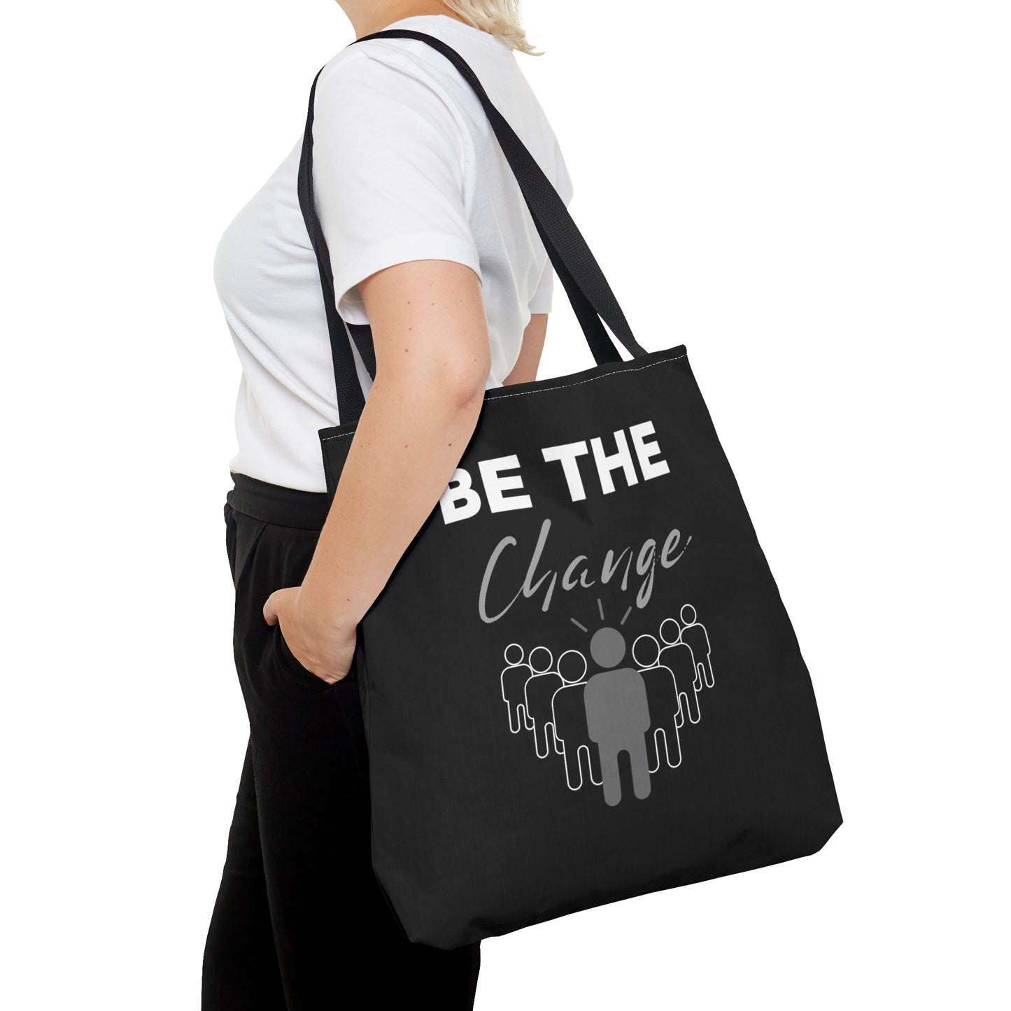 Tote Bag (AOP) - Be the Change - Black