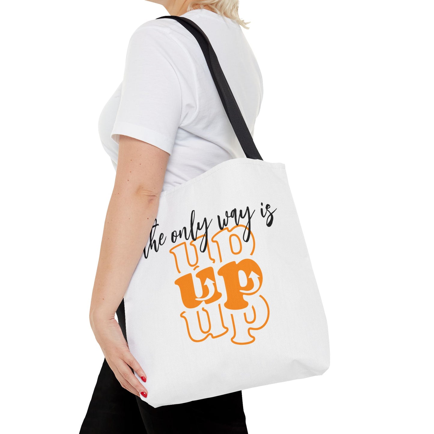 Tote Bag (AOP) - The Only Way Is Up - White