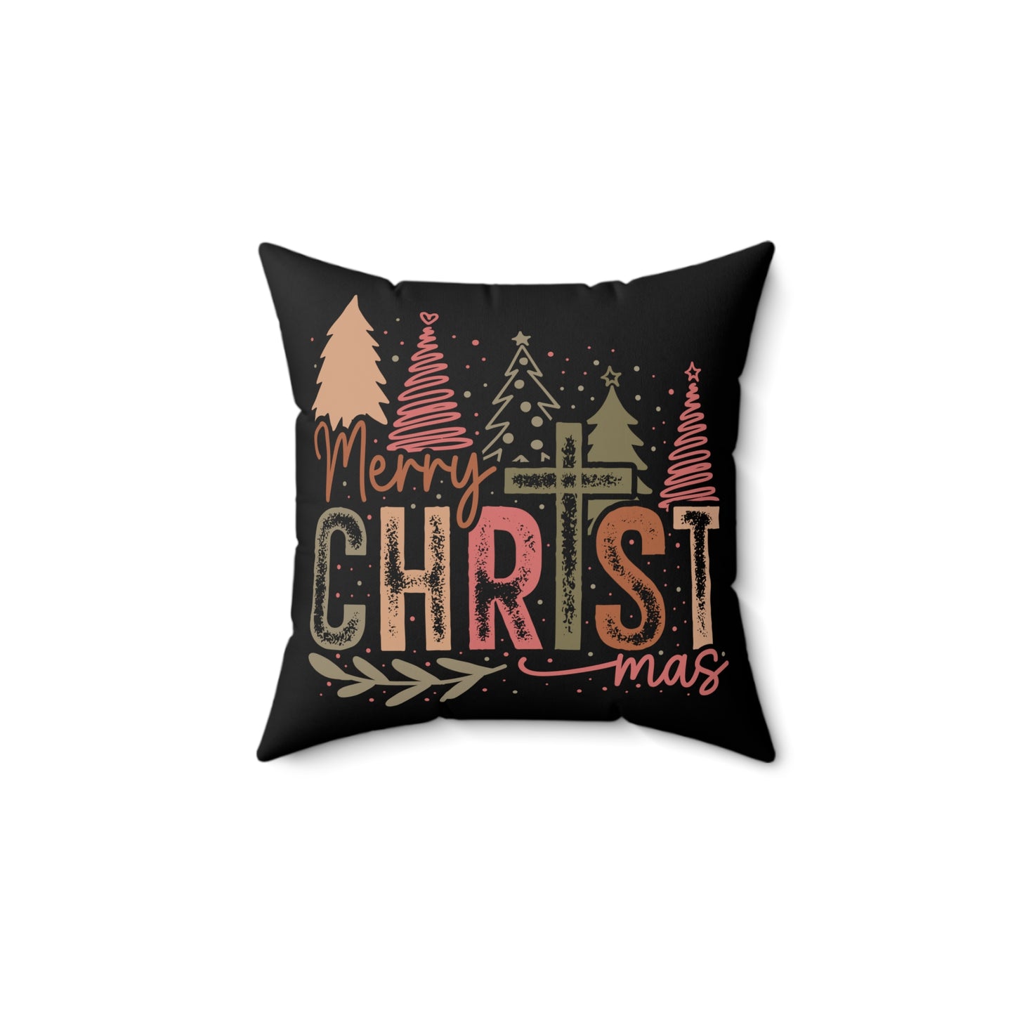 Christmas - Spun Polyester Square Pillow - merry Christ mas