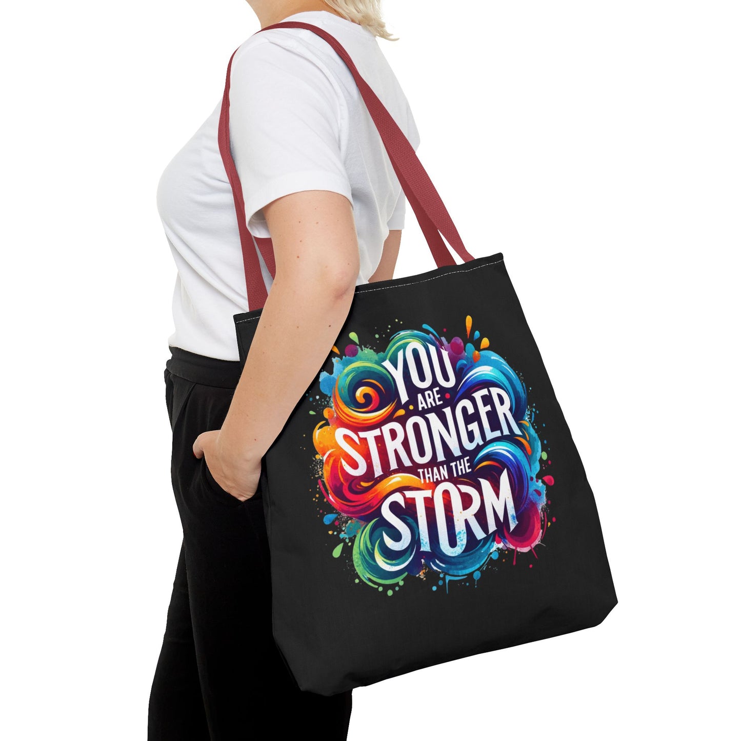 Tote Bag (AOP) - Stronger Than The Storm - Black