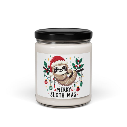 Christmas - Scented Soy Candle, 9oz - Merry Sloth Mas