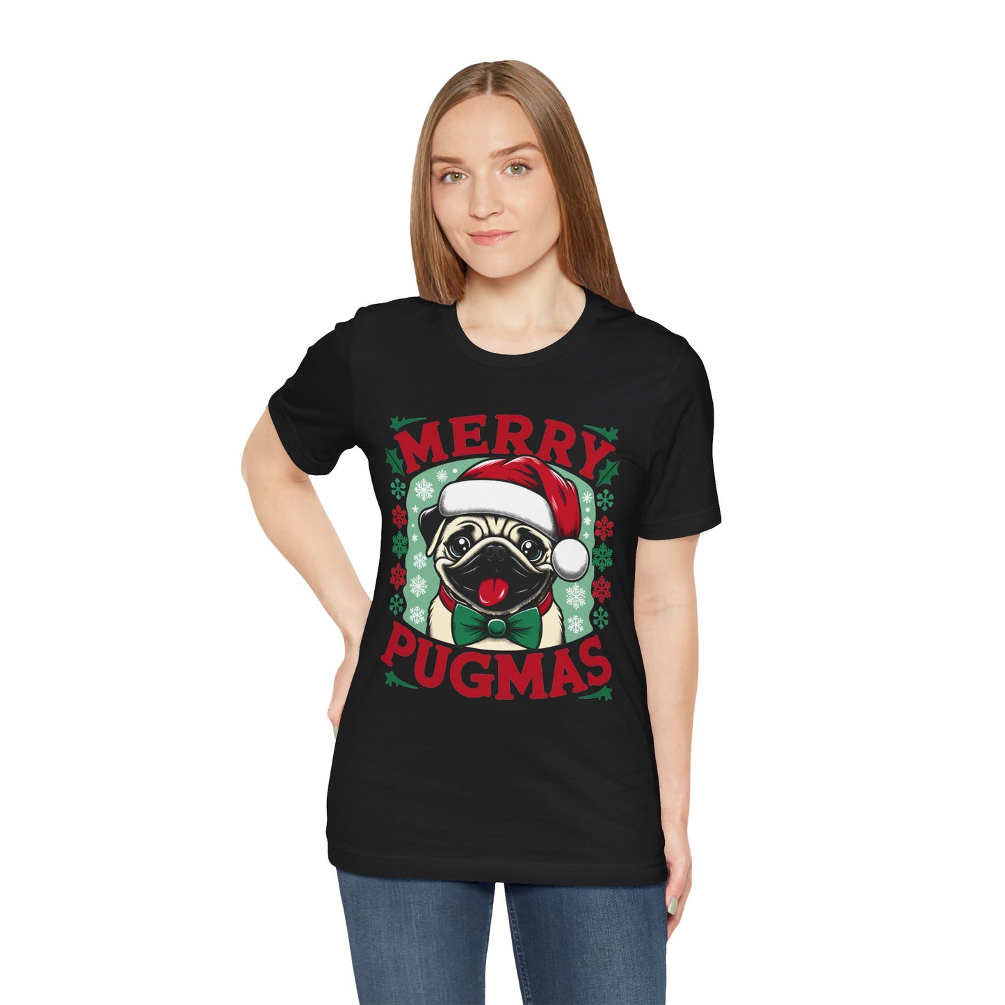 Christmas - Unisex Jersey Short Sleeve Tee - Merry Pugmas