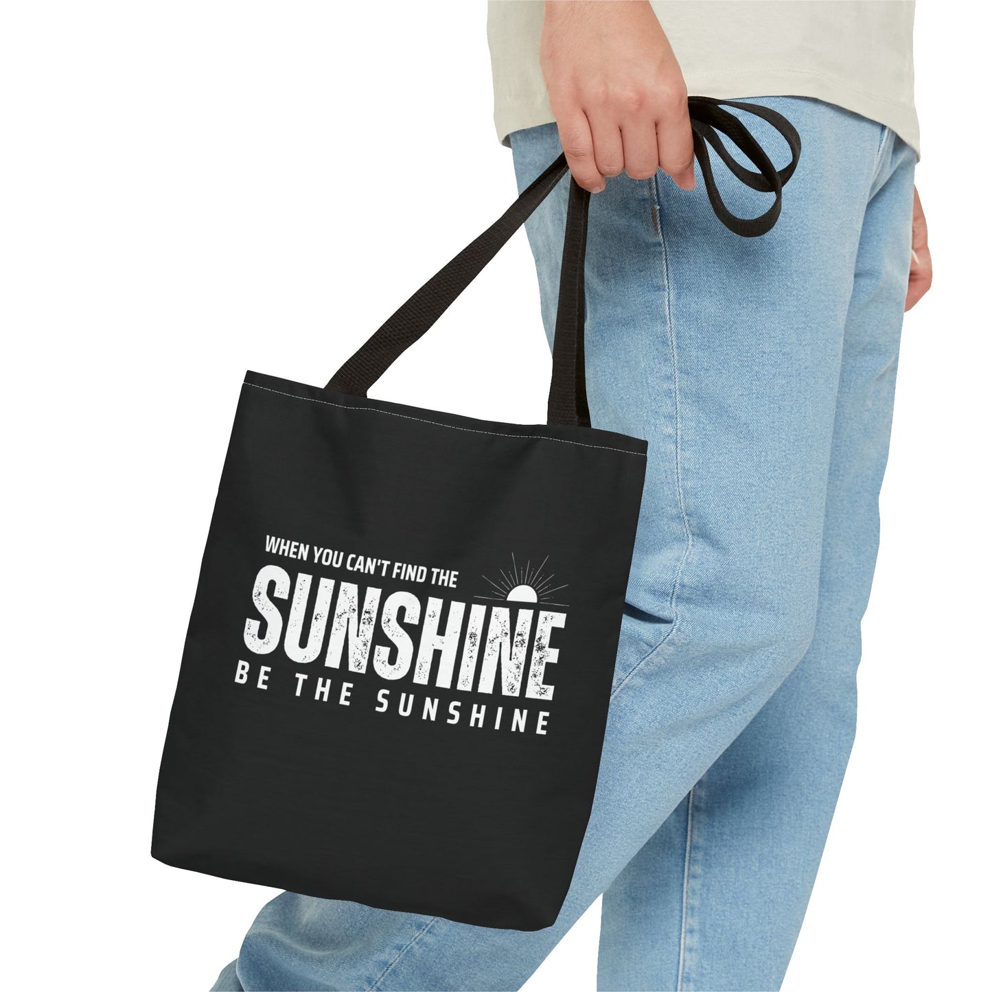 Tote Bag (AOP) - If You Cant Find The Sunshine Be The Sunshine - Black