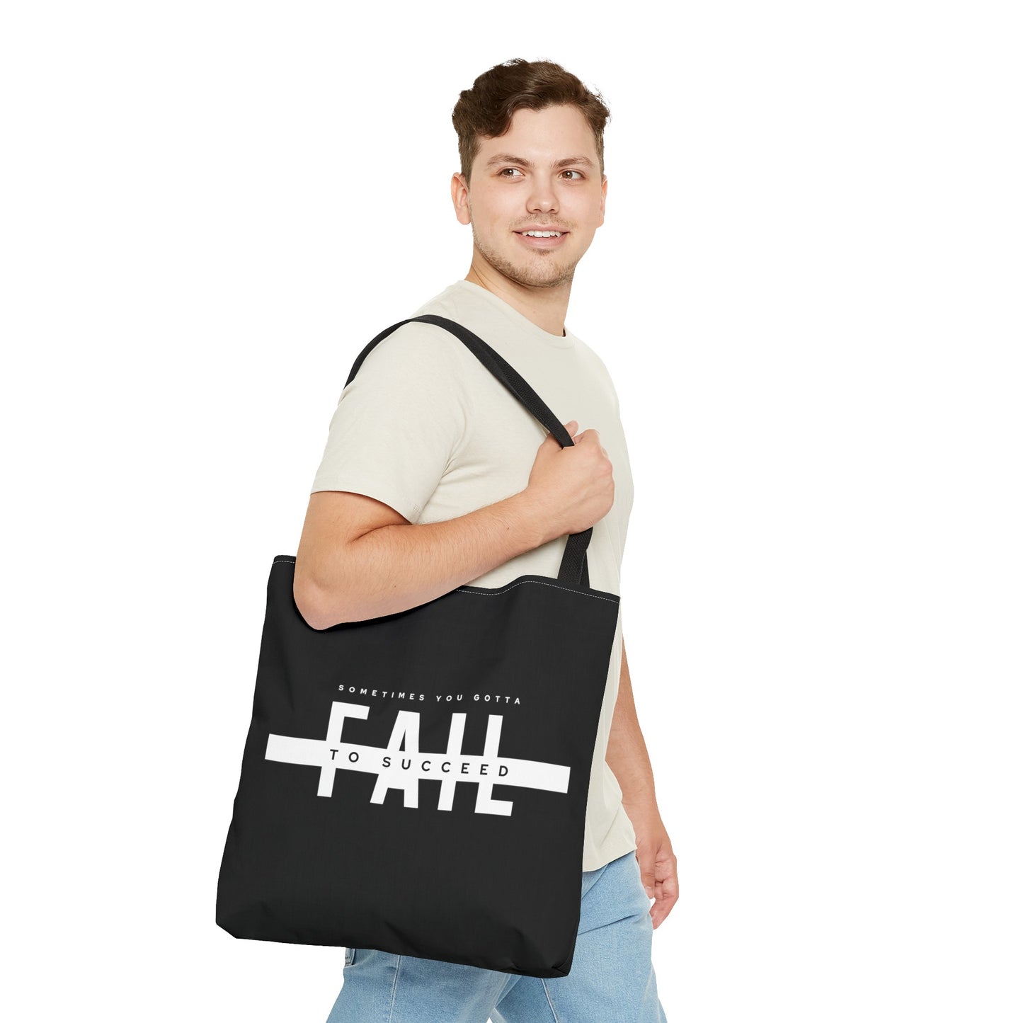 Tote Bag (AOP) - Sometimes You gotta Fail to succeed - Black