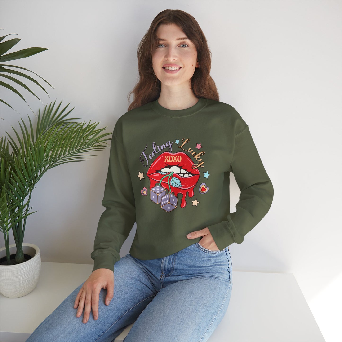 Valentine's - Unisex Heavy Blend™ Crewneck Sweatshirt - Feeling Lucky XOXO