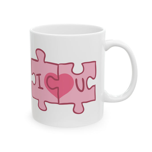 Valentine's - Ceramic Mug, (11oz, 15oz) - I Love You - Puzzle Design