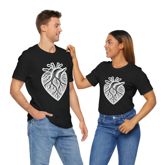 Valentines - Unisex Jersey Short Sleeve Tee - White Heart