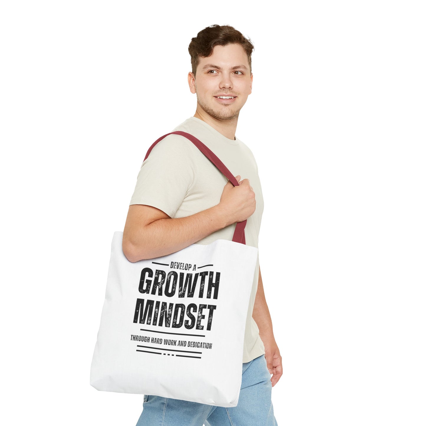 Tote Bag (AOP) - Develop a growth mindset - White