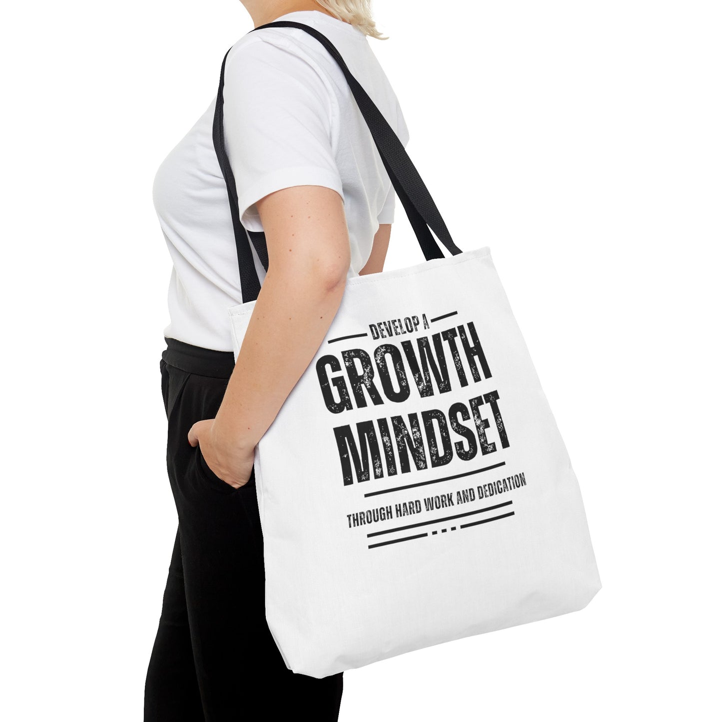 Tote Bag (AOP) - Develop a growth mindset - White