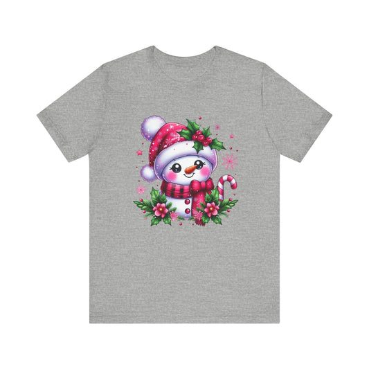 Christmas - Unisex Jersey Short Sleeve Tee - Pink Snowman