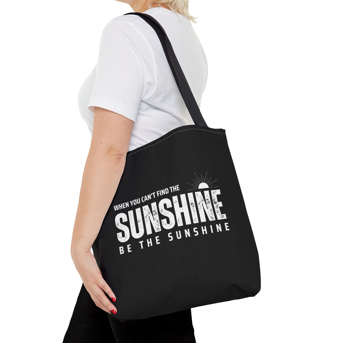 Tote Bag (AOP) - If You Cant Find The Sunshine Be The Sunshine - Black