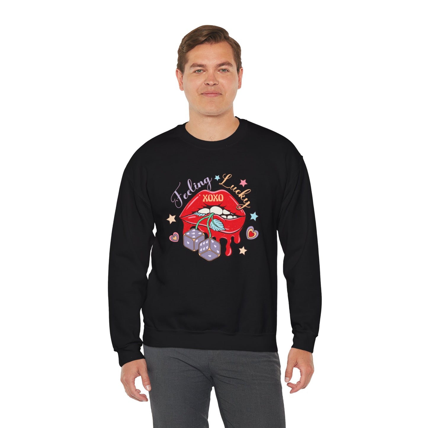 Valentine's - Unisex Heavy Blend™ Crewneck Sweatshirt - Feeling Lucky XOXO