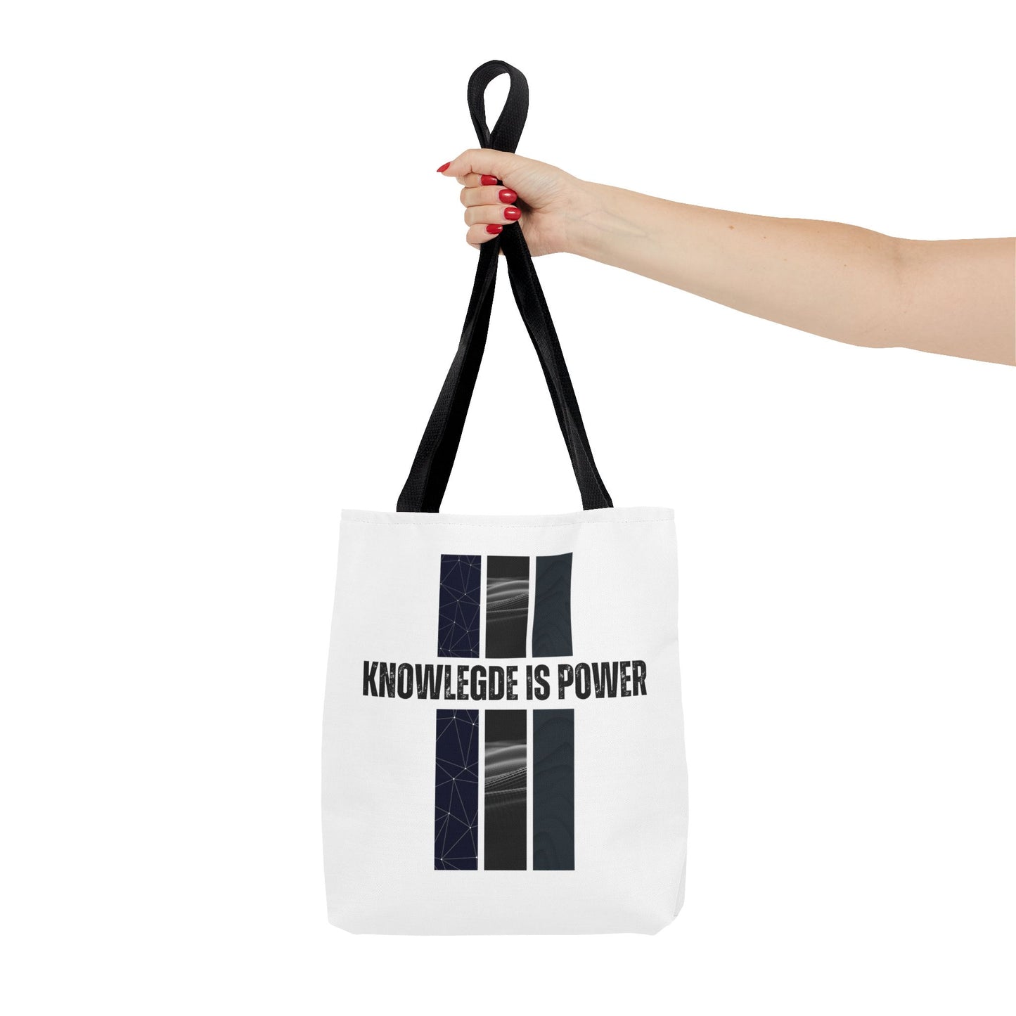 Tote Bag (AOP) - Knowledge Is Power - White