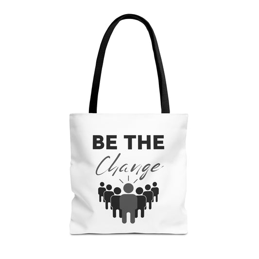 Tote Bag (AOP) - Be the Change - White