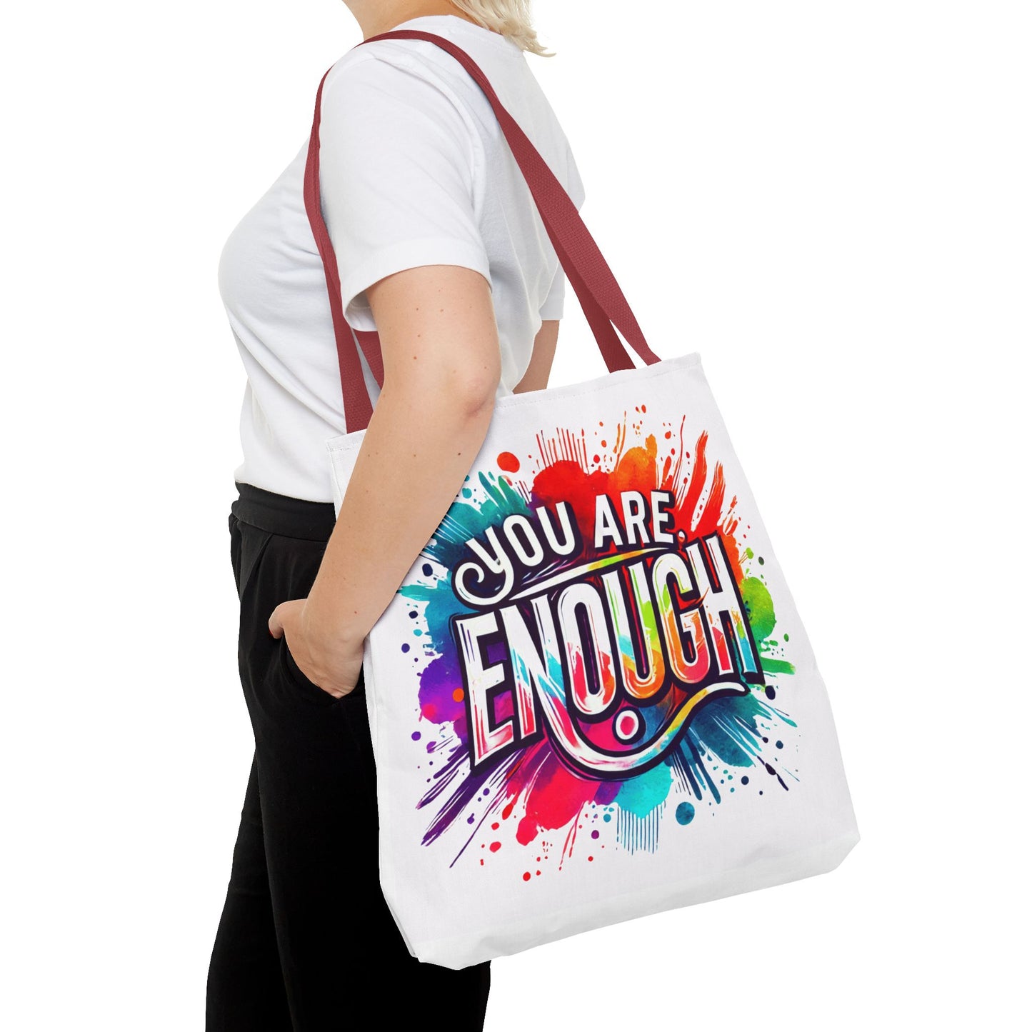 Tote Bag (AOP) - You Are Enough - White