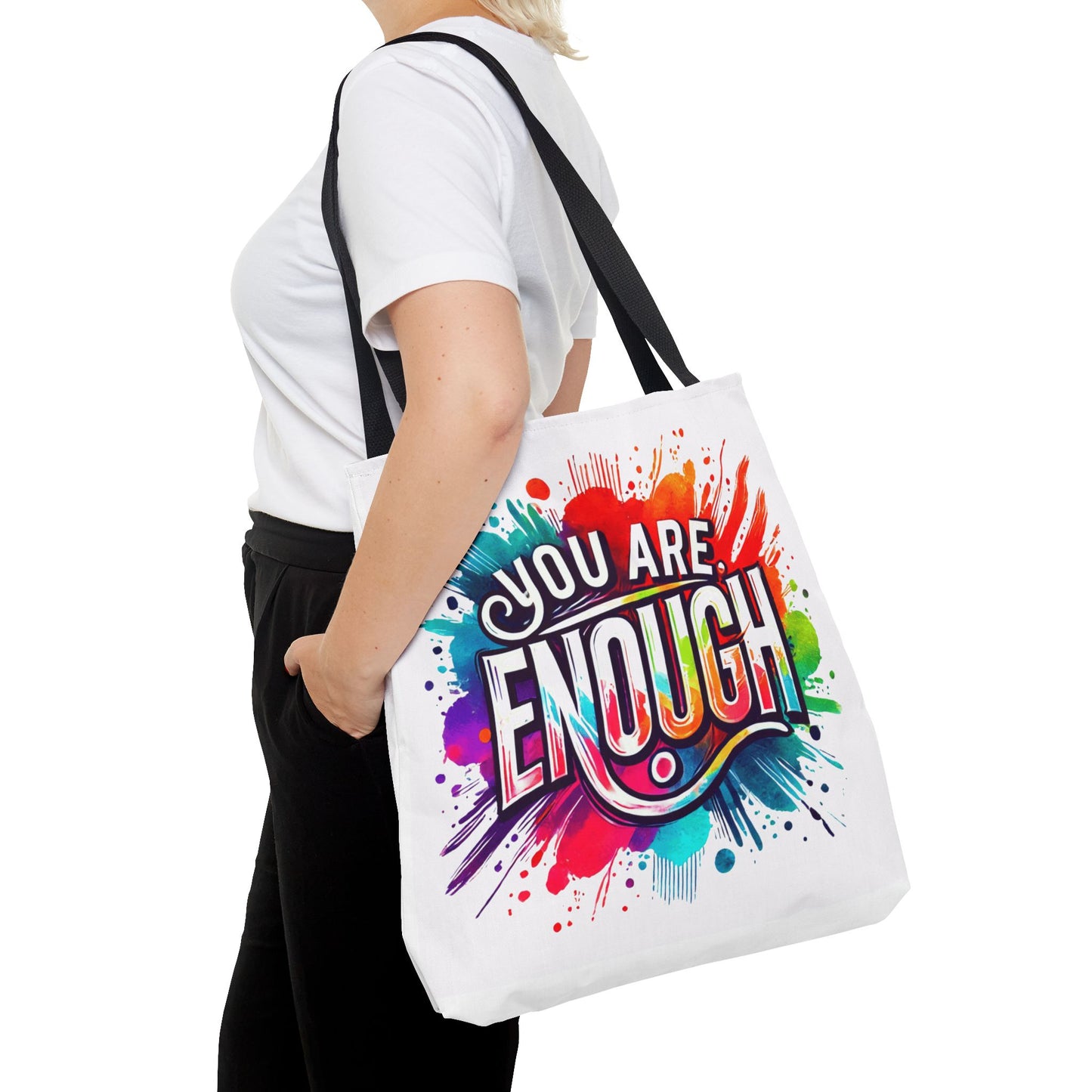 Tote Bag (AOP) - You Are Enough - White