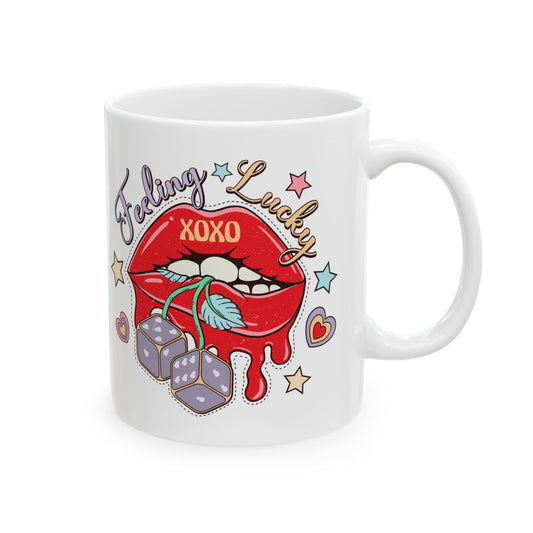 Valentine's - Ceramic Mug, (11oz, 15oz) - Feeling Lucky XOXO