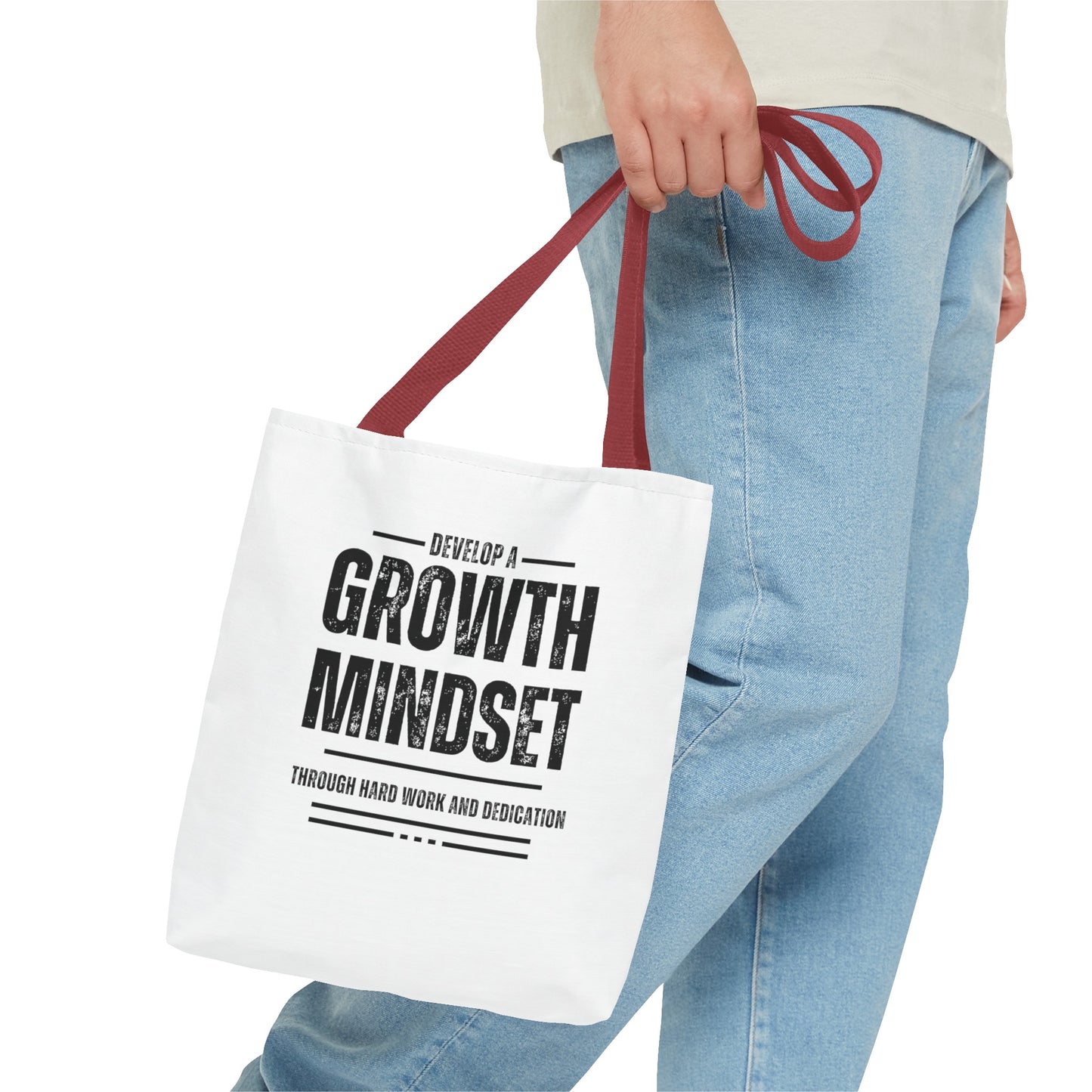 Tote Bag (AOP) - Develop a growth mindset - White