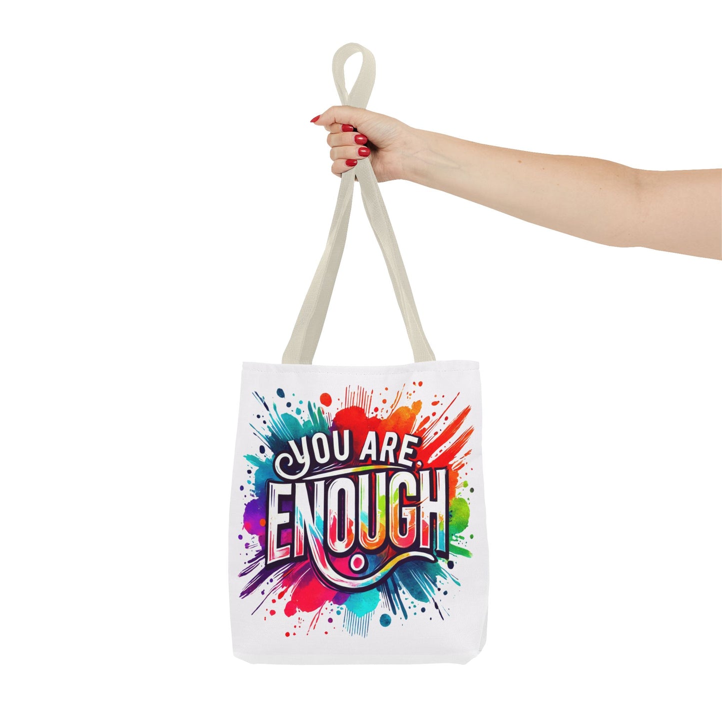 Tote Bag (AOP) - You Are Enough - White