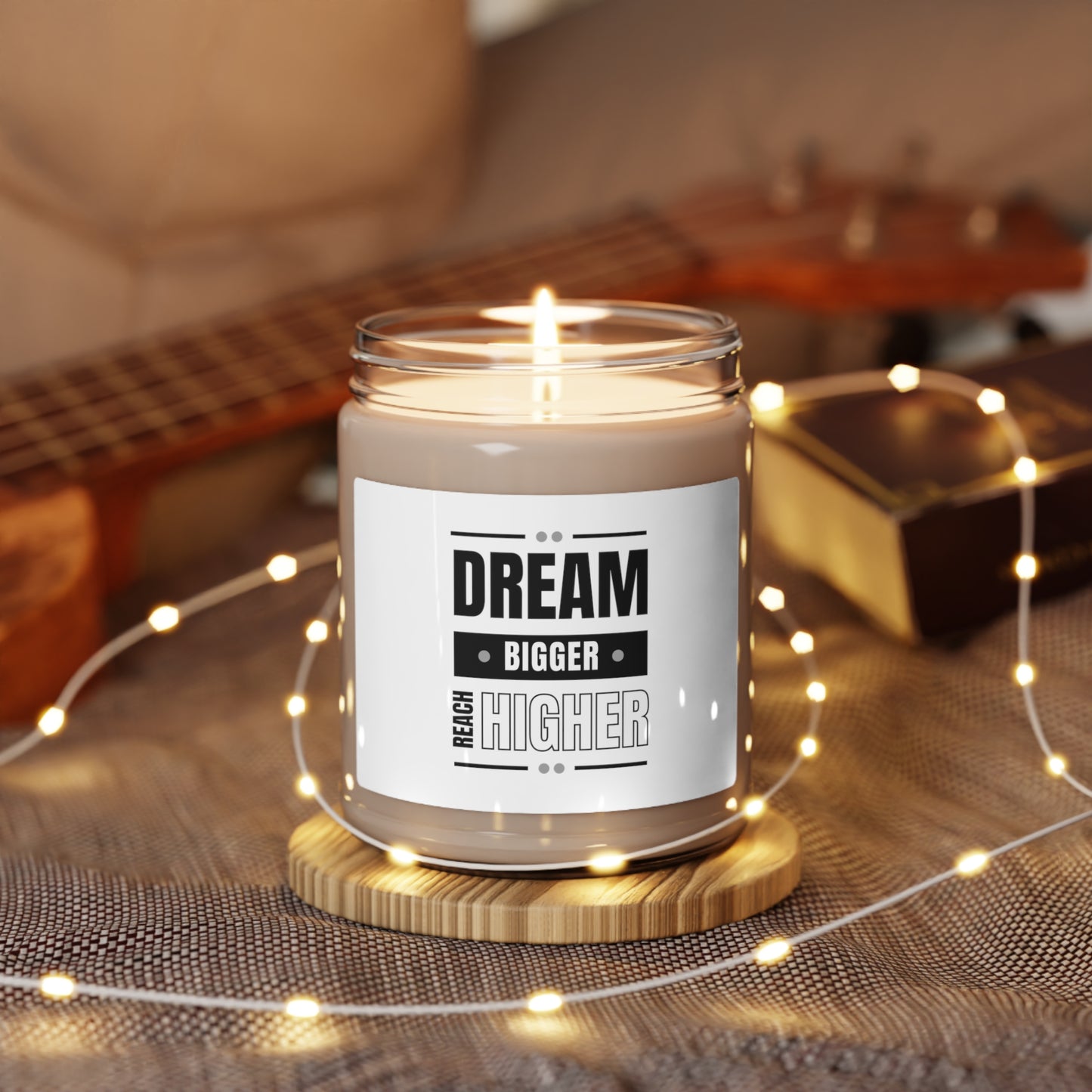 Scented Soy Candle, 9oz - Dream Bigger Reach Higher - White