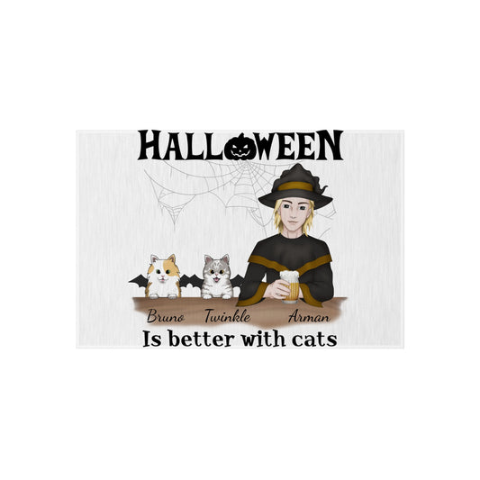 Customized Outdoor Rug - Halloween Is Better With A Cat