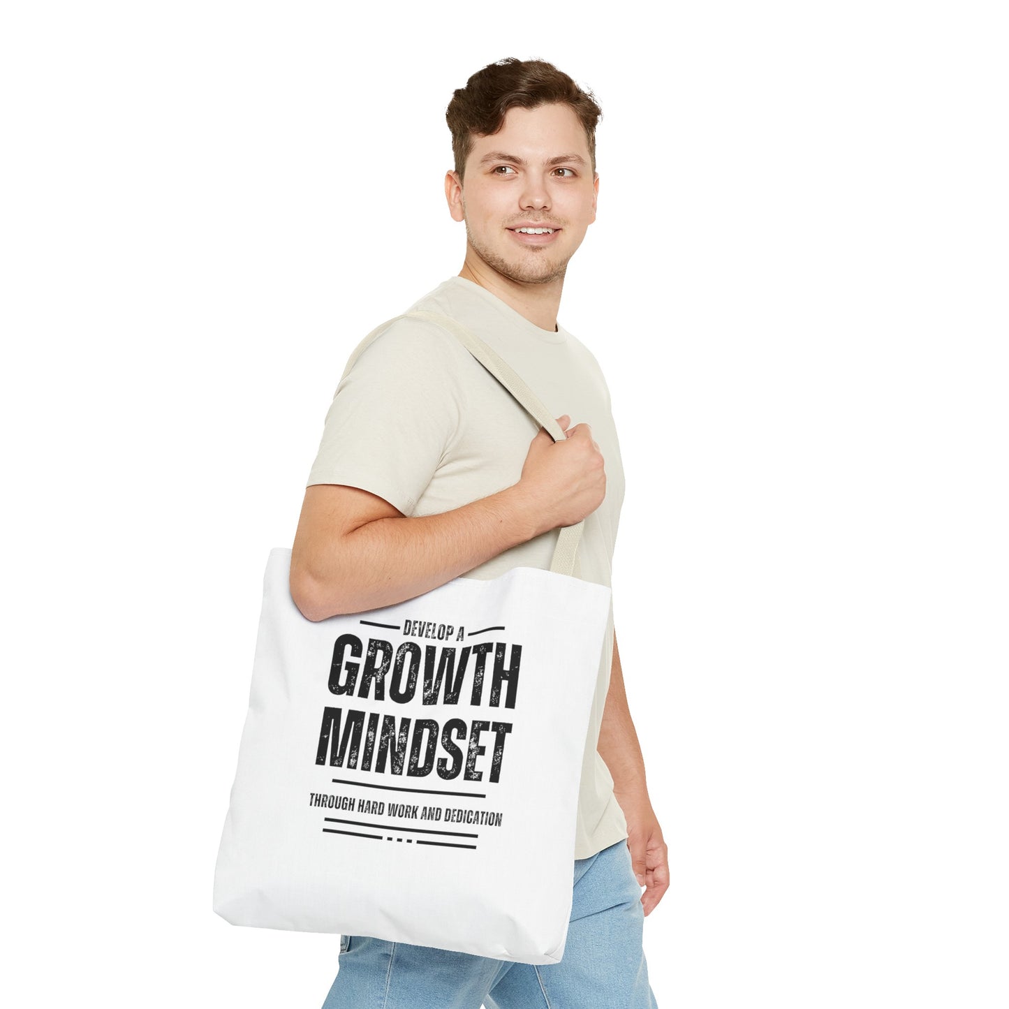 Tote Bag (AOP) - Develop a growth mindset - White