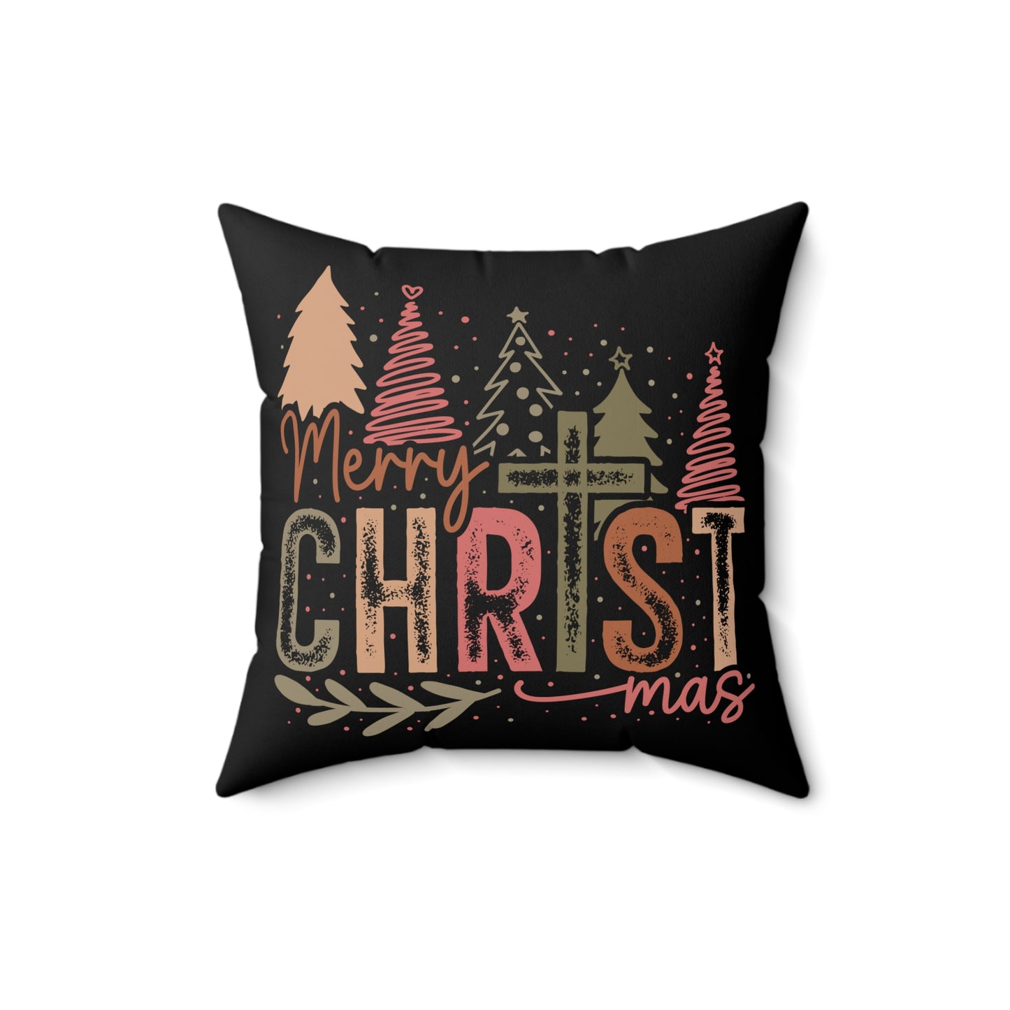 Christmas - Spun Polyester Square Pillow - merry Christ mas