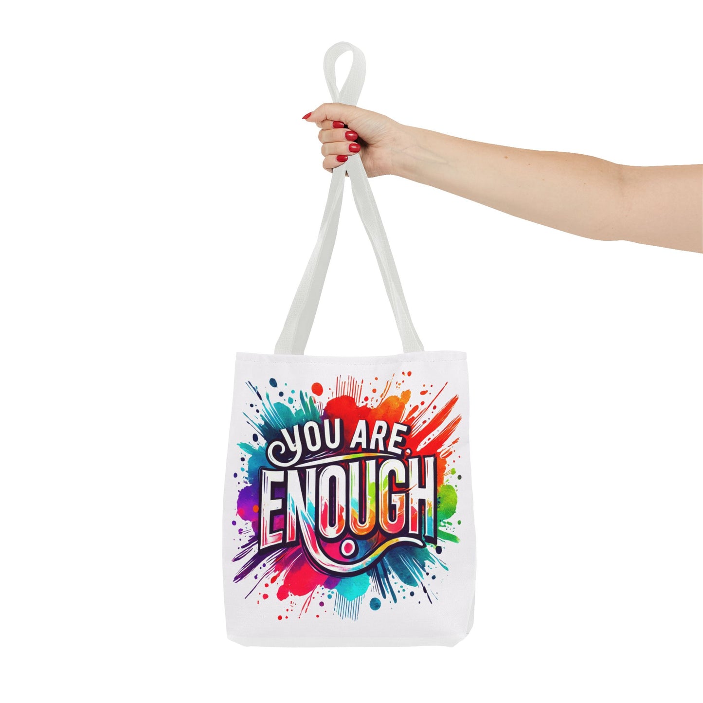 Tote Bag (AOP) - You Are Enough - White