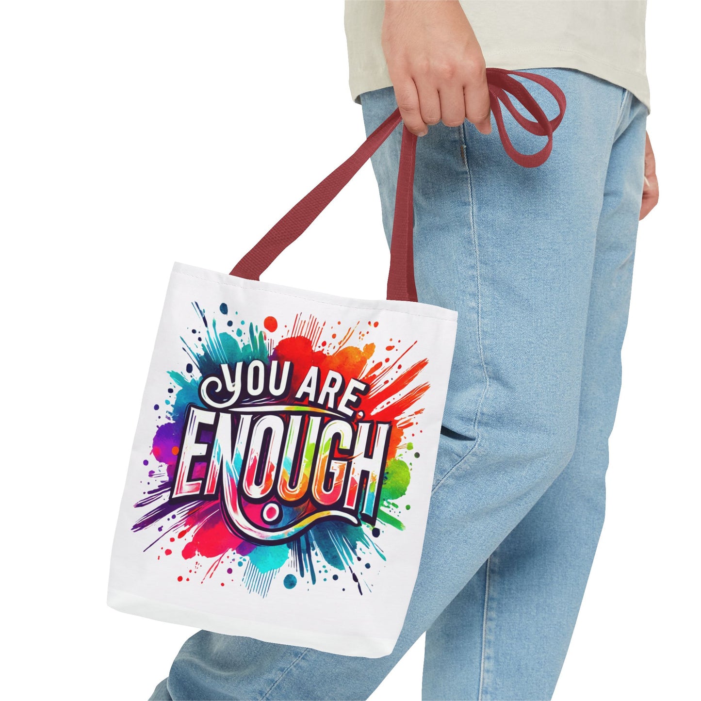 Tote Bag (AOP) - You Are Enough - White