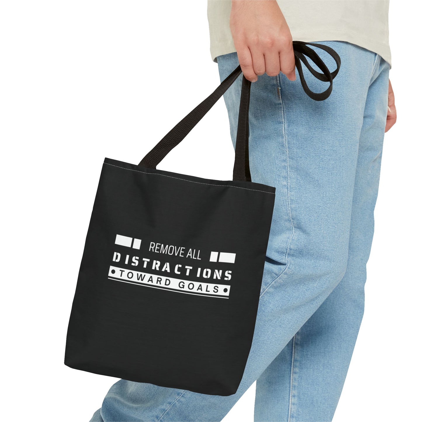 Tote Bag (AOP) - Remove All Distractions Toward Goals - Black