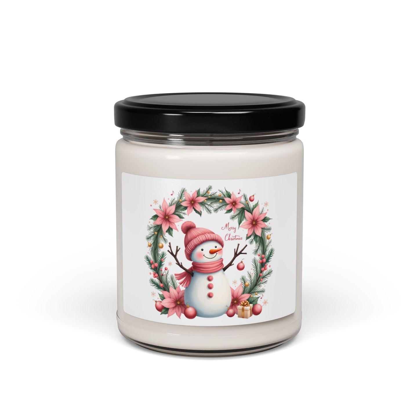 Christmas - Scented Soy Candle, 9oz - Merry Christmas Snowman