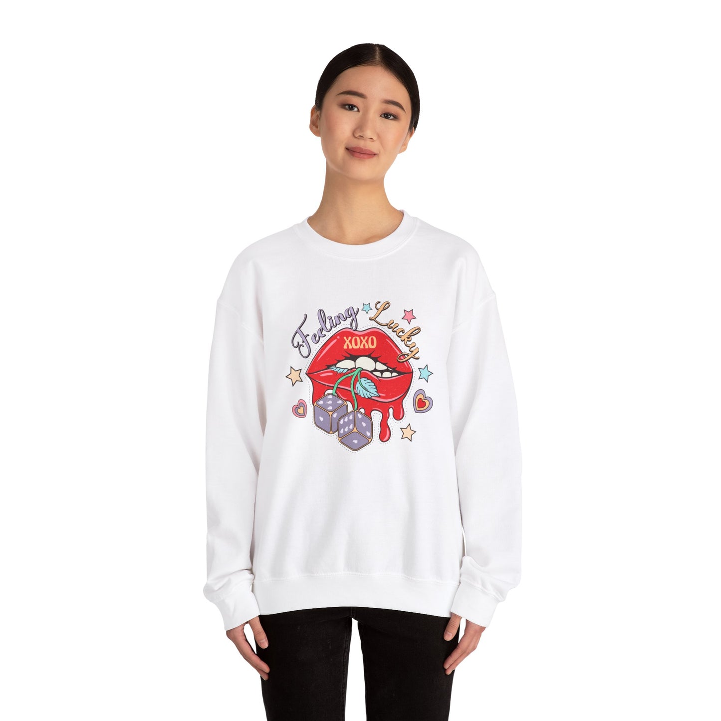 Valentine's - Unisex Heavy Blend™ Crewneck Sweatshirt - Feeling Lucky XOXO