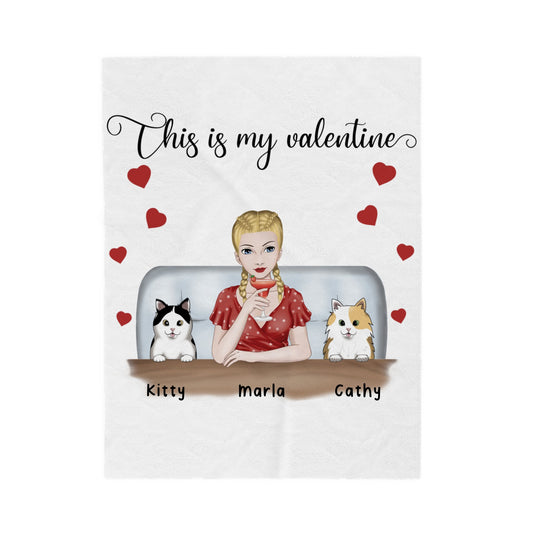 Customized Velveteen Plush Blanket - This Is My Valentine