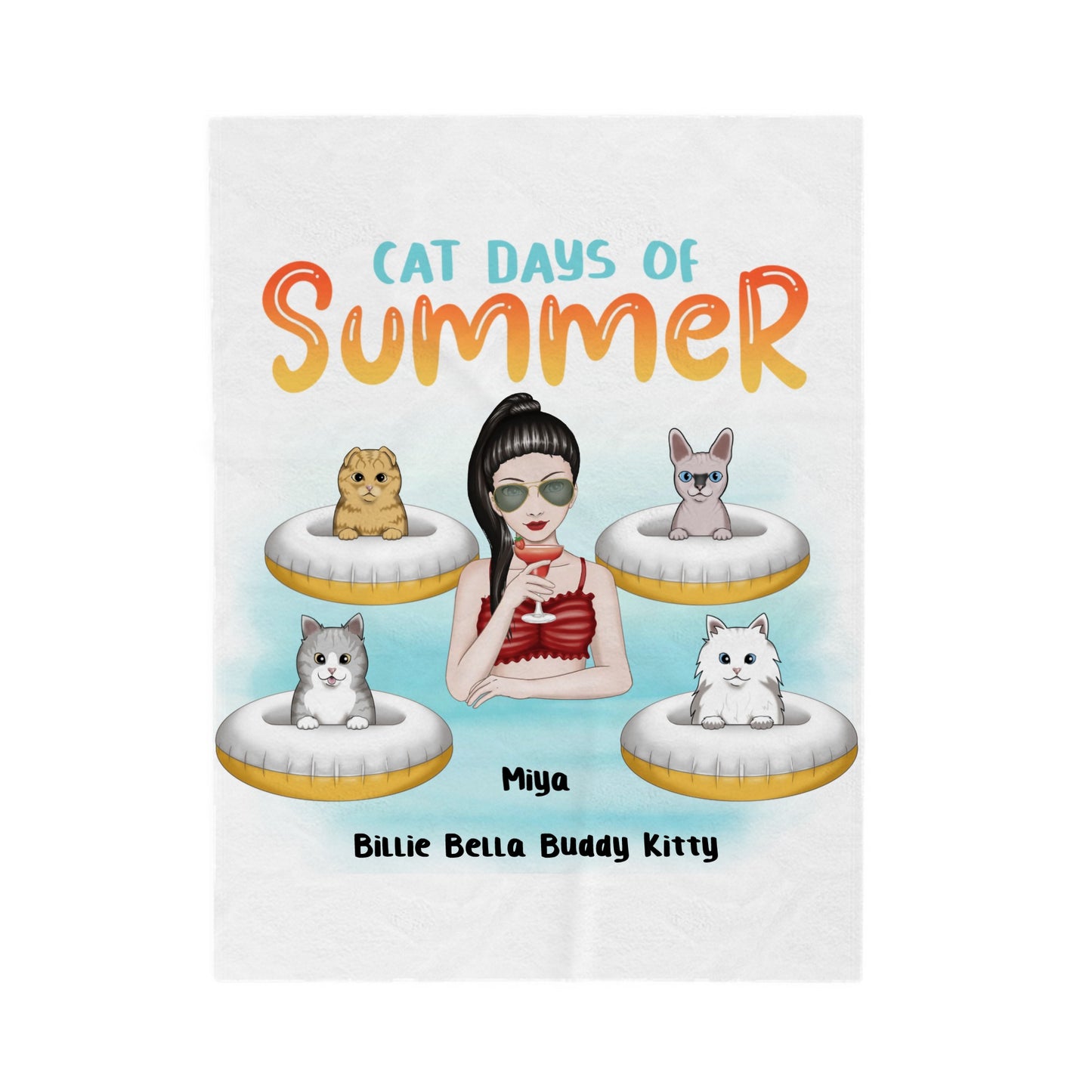 Customized Velveteen Plush Blanket - Cat Days Of Summer (Woman)