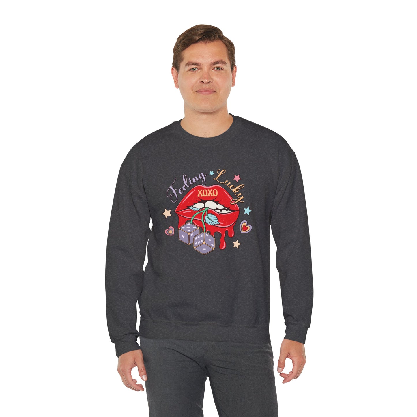 Valentine's - Unisex Heavy Blend™ Crewneck Sweatshirt - Feeling Lucky XOXO