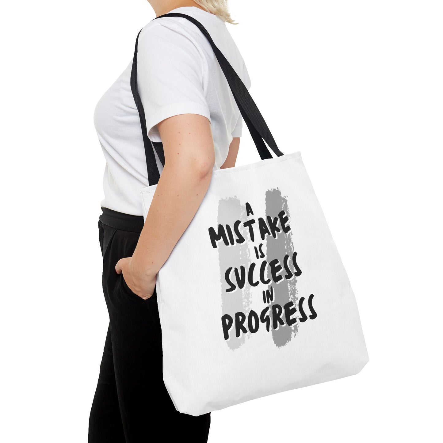 Tote Bag (AOP) - A Mistake Is Success In Progress - White