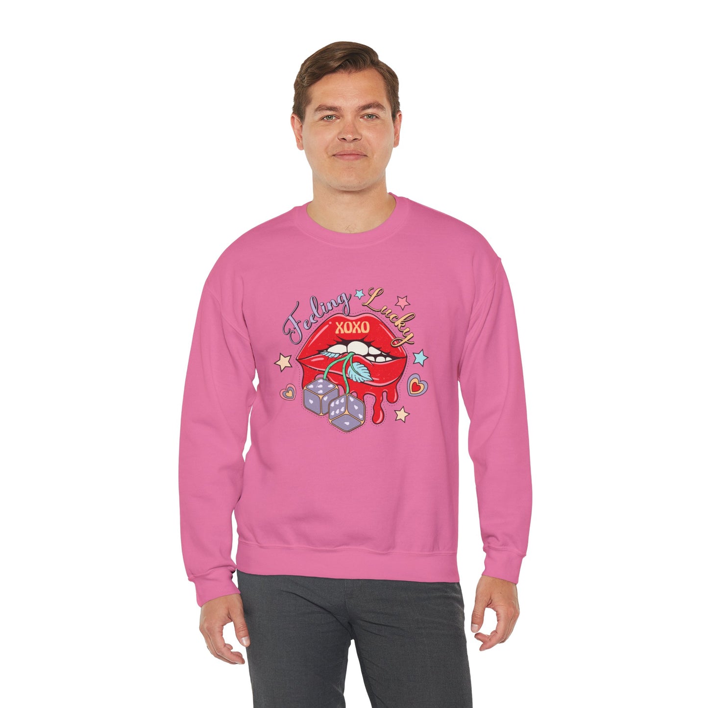 Valentine's - Unisex Heavy Blend™ Crewneck Sweatshirt - Feeling Lucky XOXO