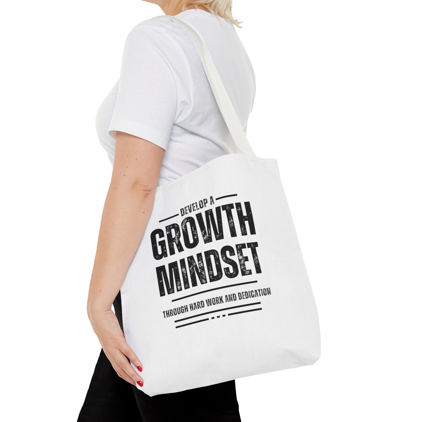 Tote Bag (AOP) - Develop a growth mindset - White