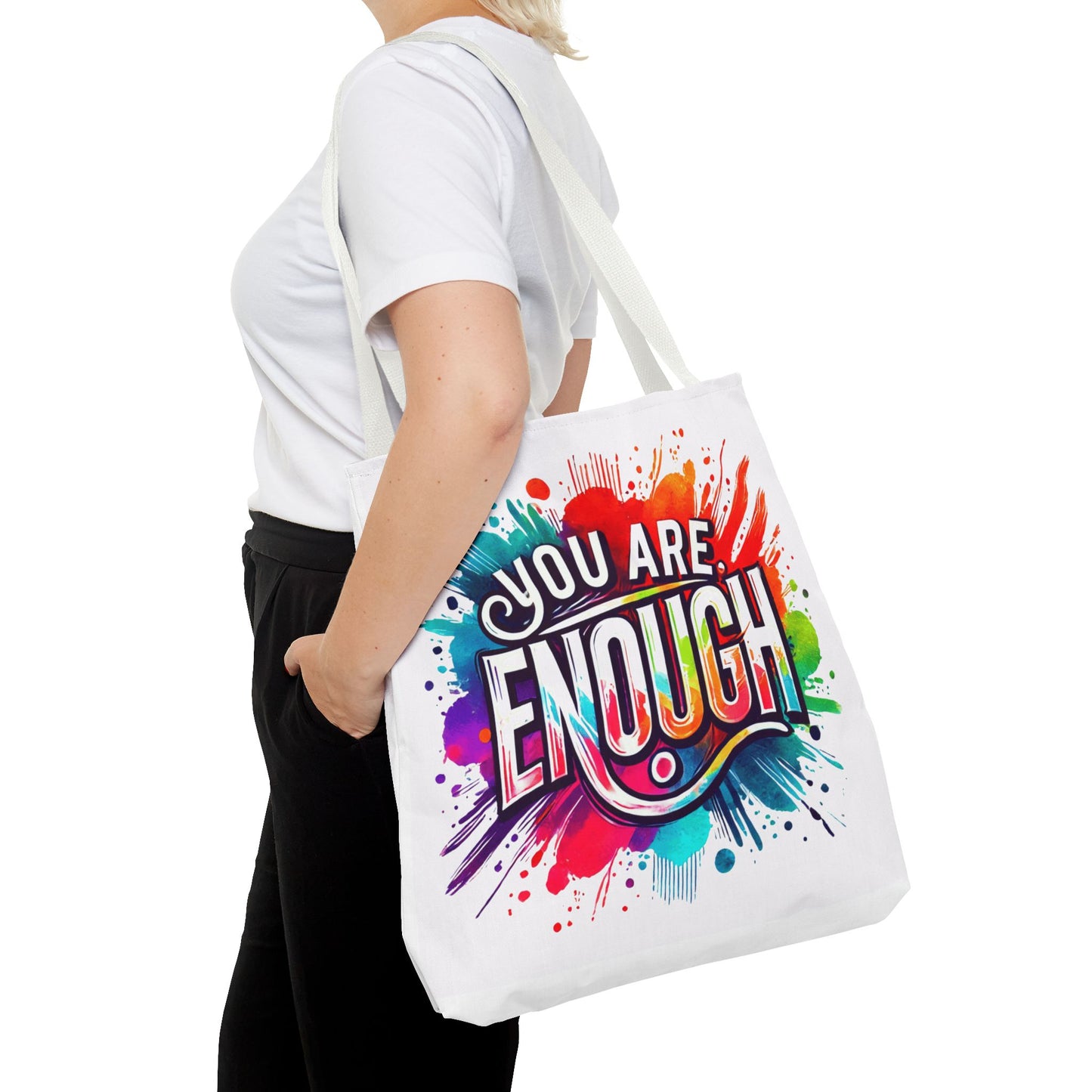 Tote Bag (AOP) - You Are Enough - White