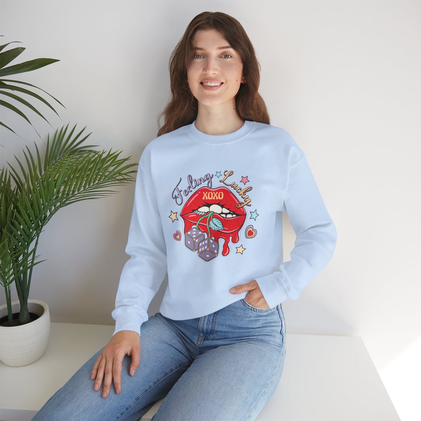 Valentine's - Unisex Heavy Blend™ Crewneck Sweatshirt - Feeling Lucky XOXO