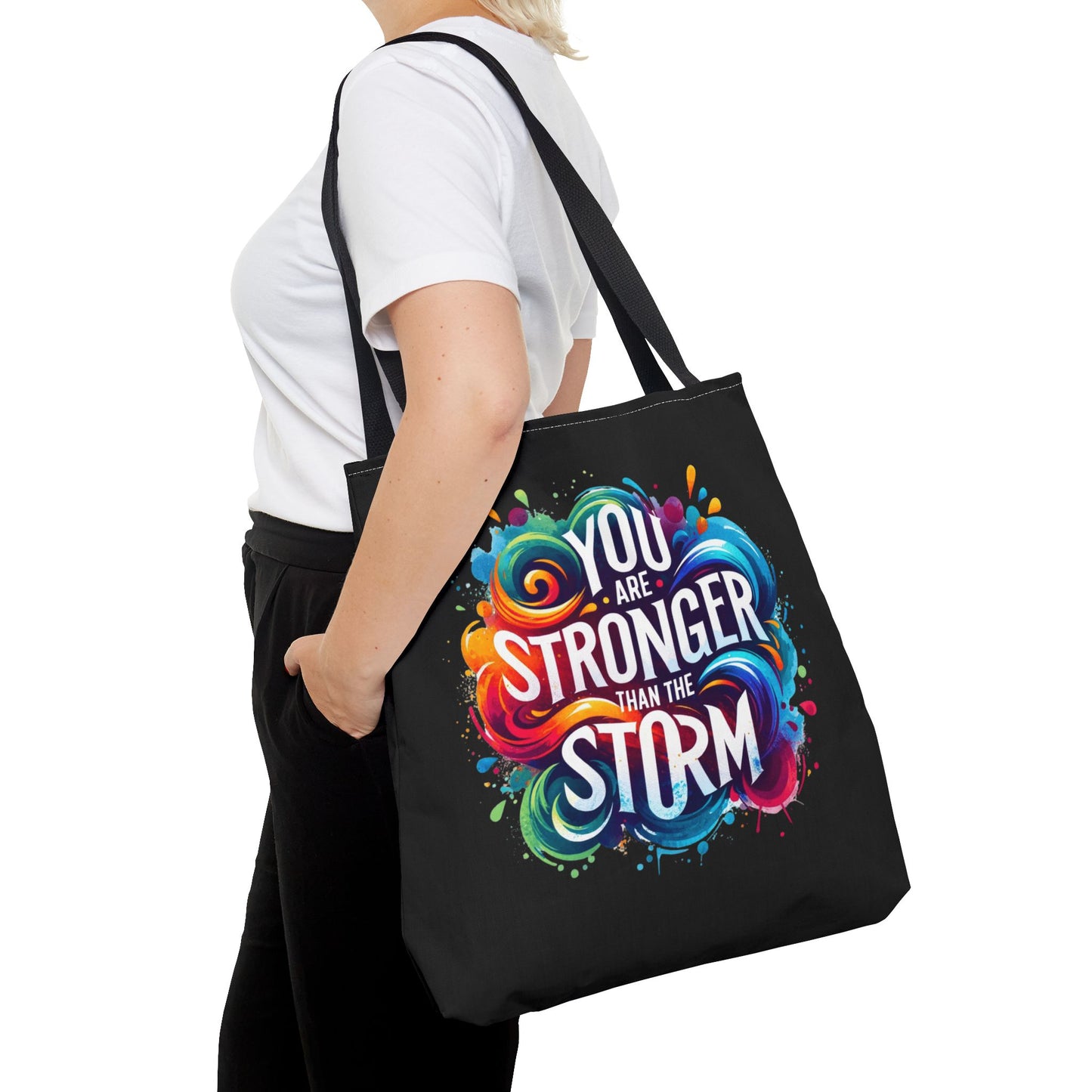 Tote Bag (AOP) - Stronger Than The Storm - Black