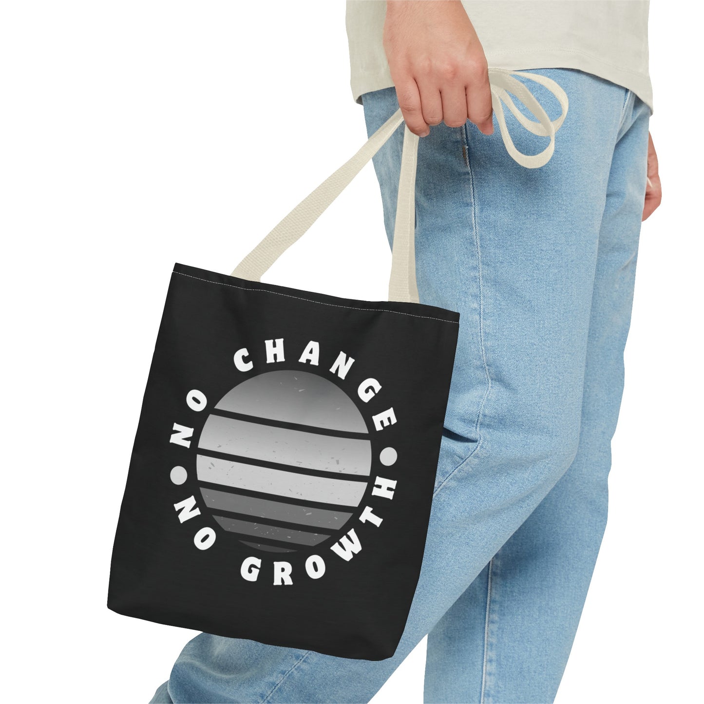 Tote Bag (AOP) - No Change No Growth - Black