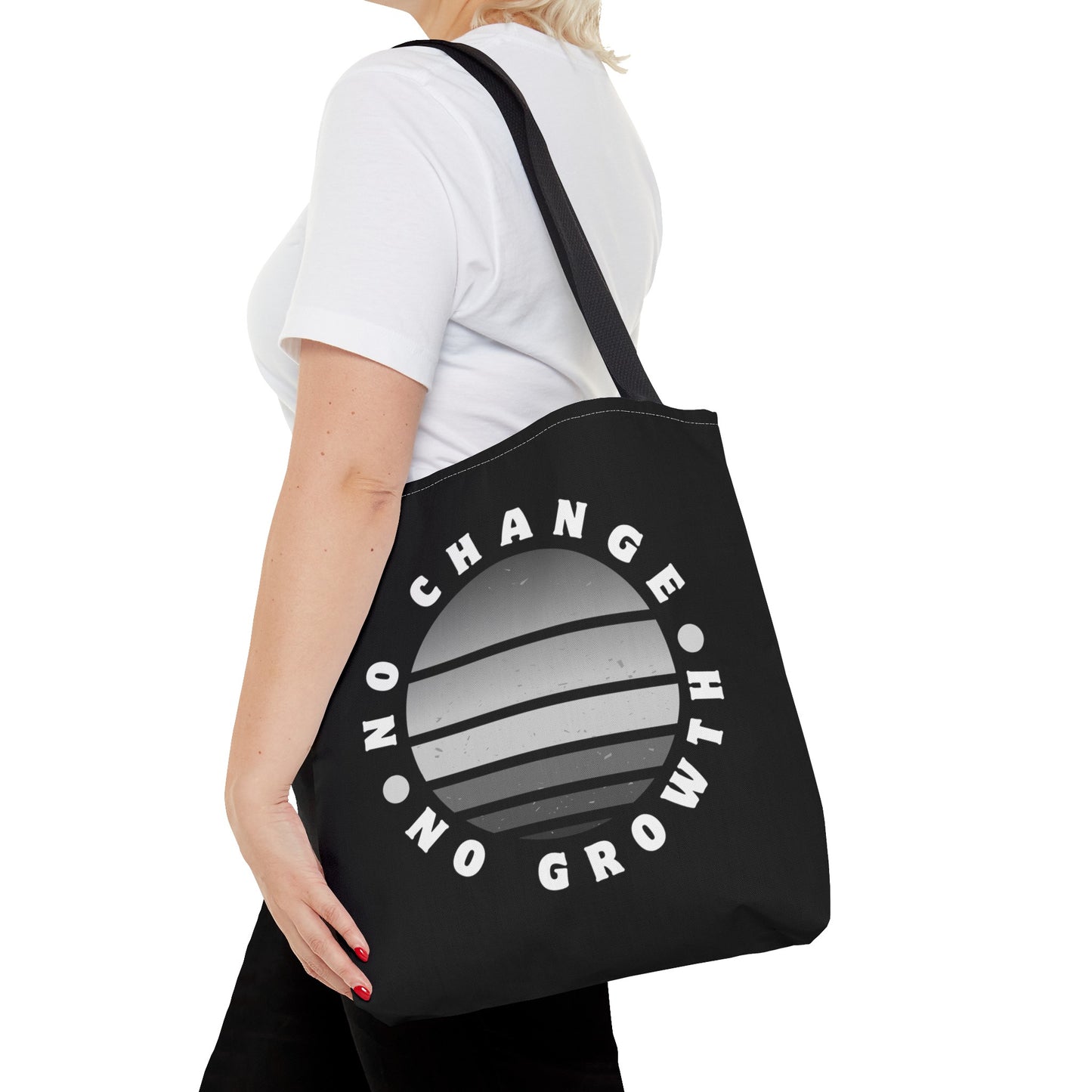 Tote Bag (AOP) - No Change No Growth - Black