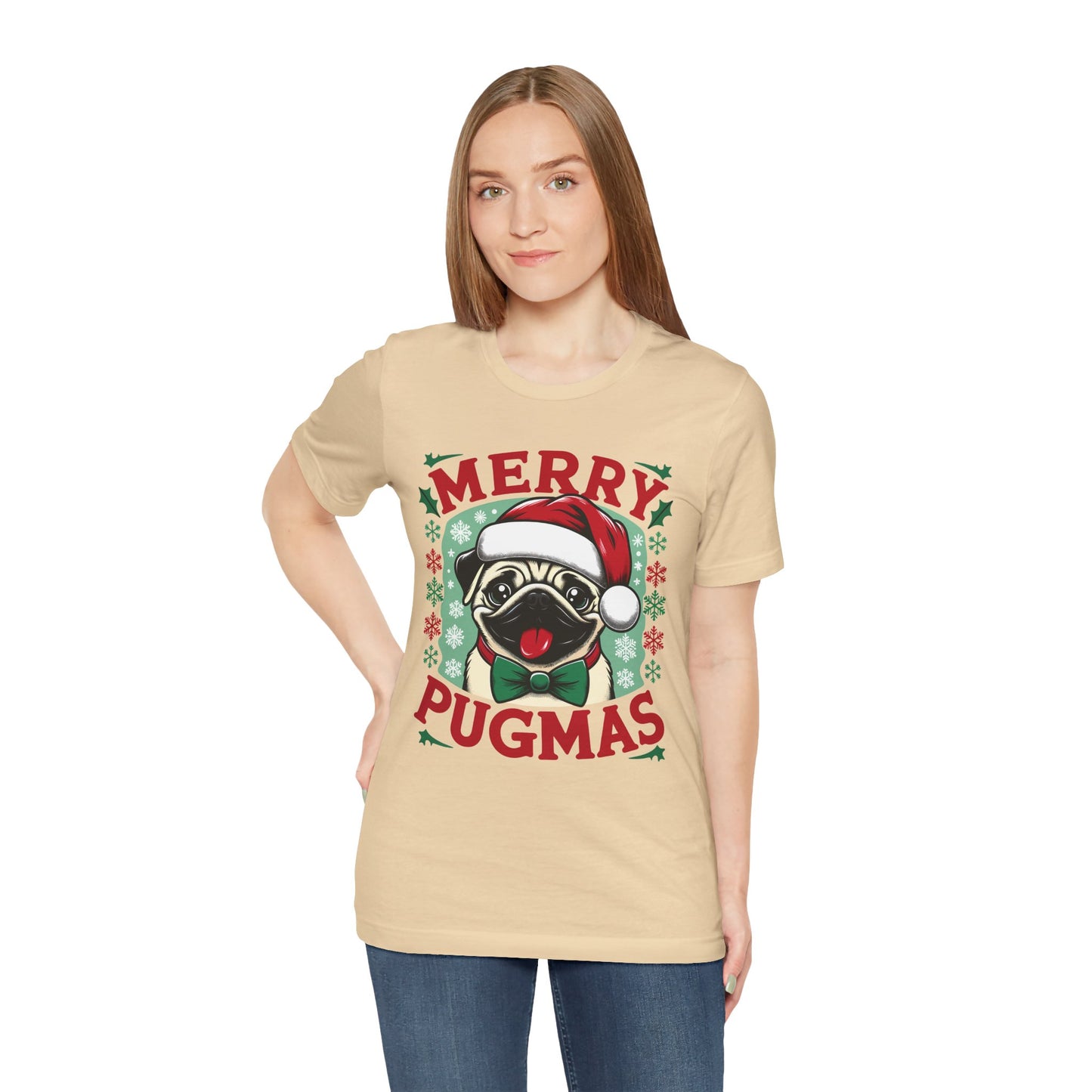 Christmas - Unisex Jersey Short Sleeve Tee - Merry Pugmas