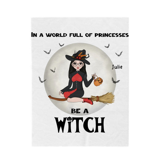 Customized Velveteen Plush Blanket - Witch Design