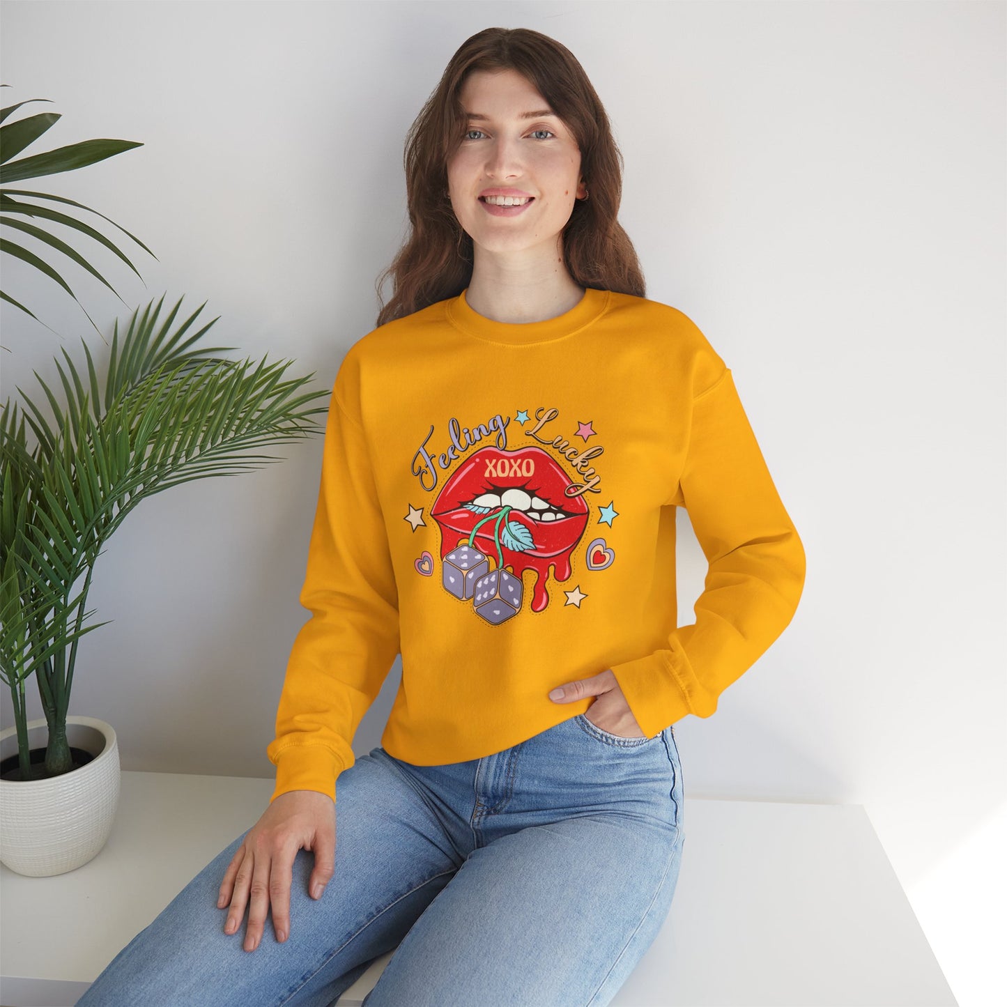 Valentine's - Unisex Heavy Blend™ Crewneck Sweatshirt - Feeling Lucky XOXO