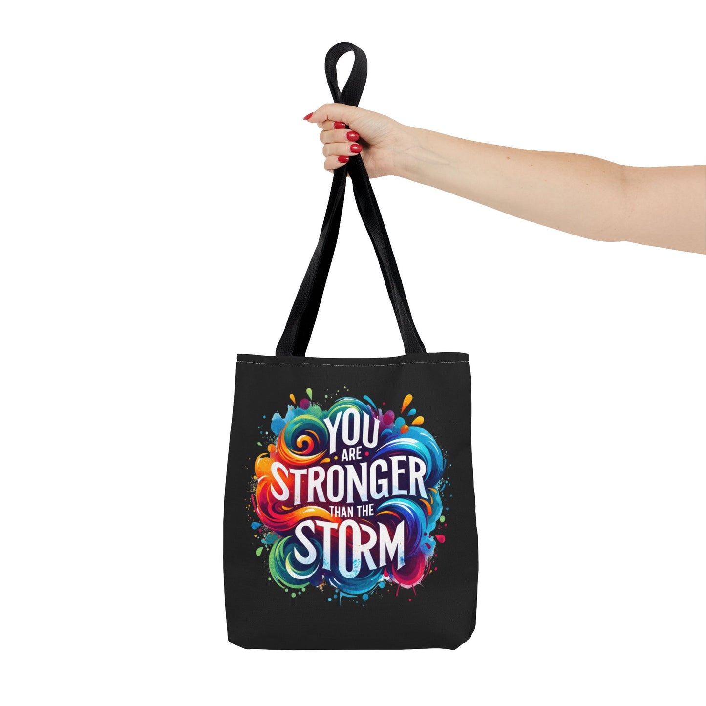 Tote Bag (AOP) - Stronger Than The Storm - Black