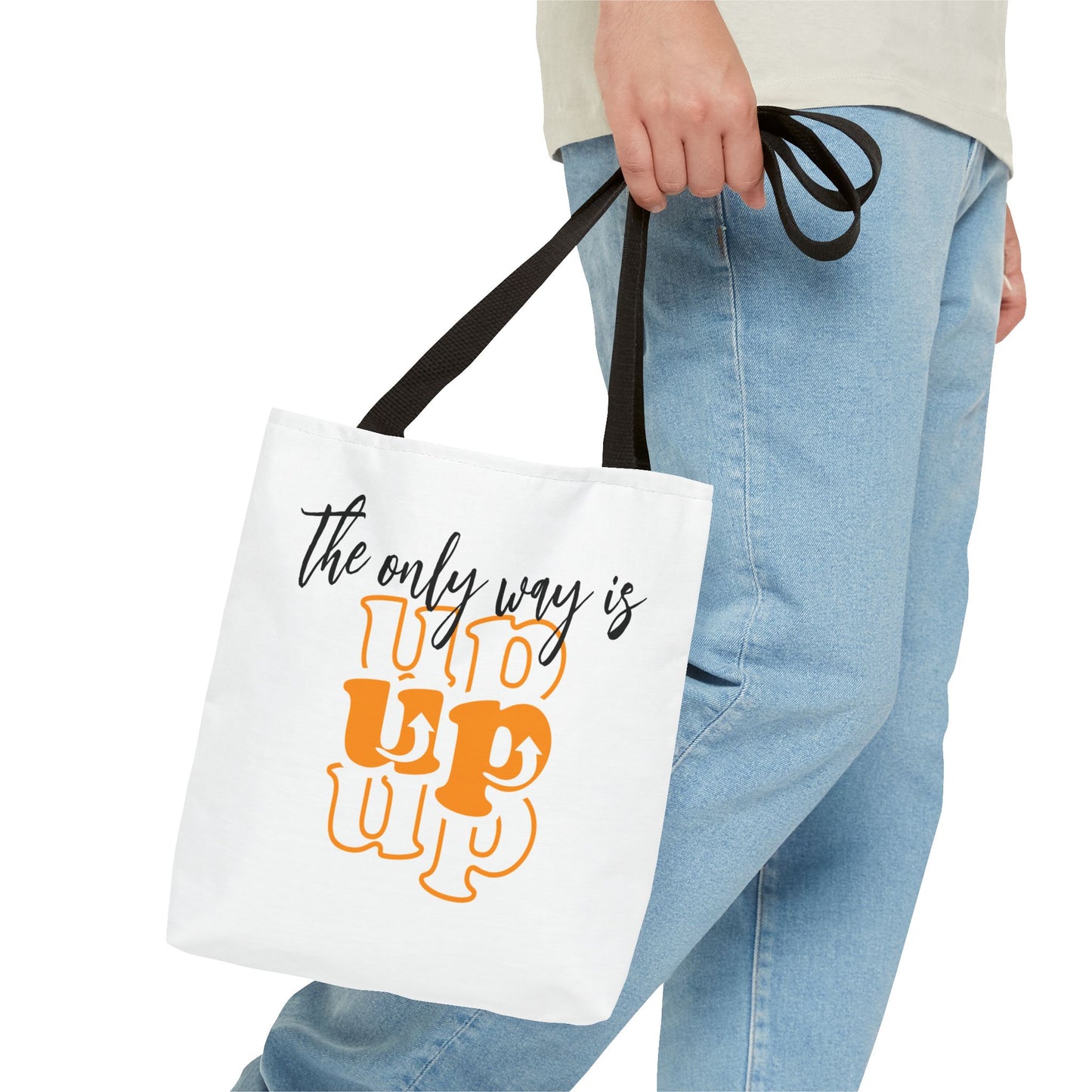 Tote Bag (AOP) - The Only Way Is Up - White