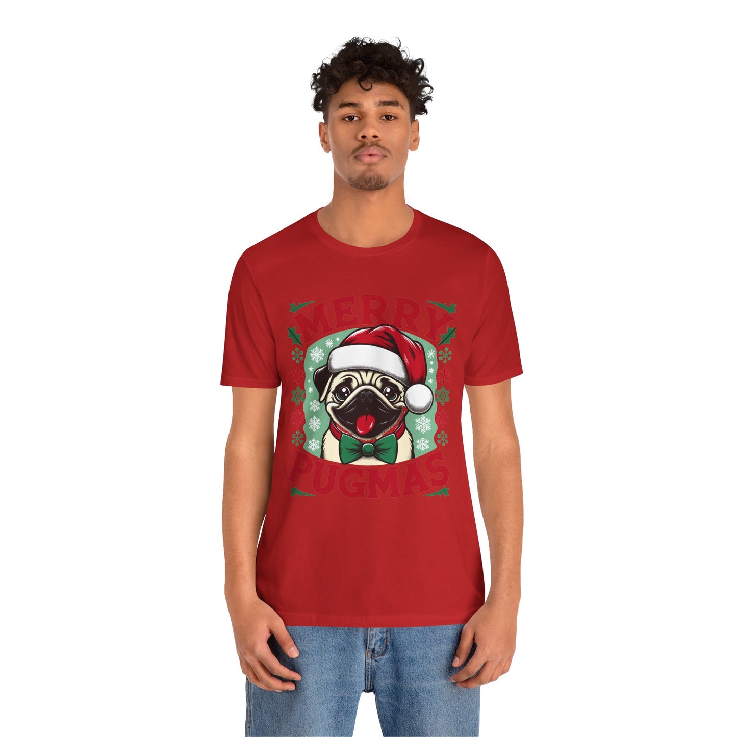 Christmas - Unisex Jersey Short Sleeve Tee - Merry Pugmas