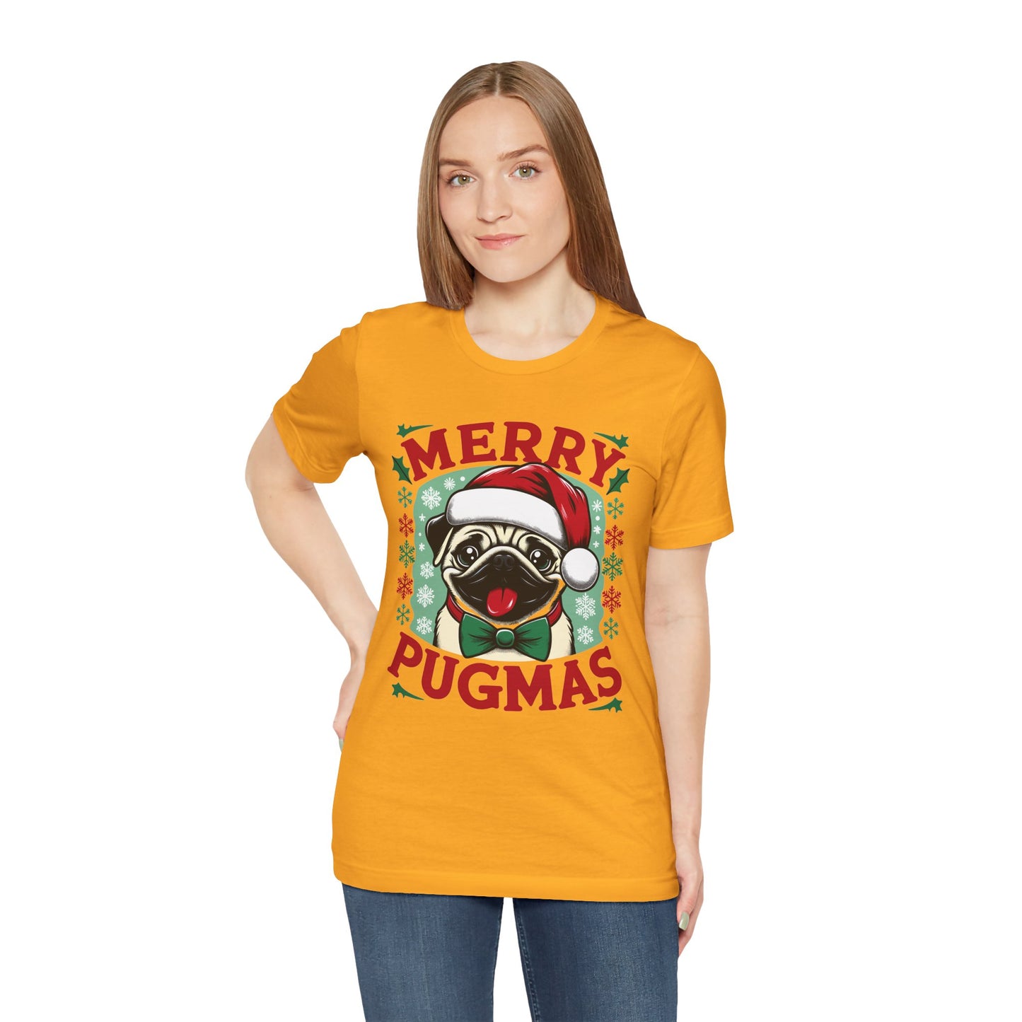 Christmas - Unisex Jersey Short Sleeve Tee - Merry Pugmas